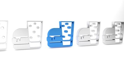 Blue Burger icon isolated on white background. Hamburger icon. Cheeseburger sandwich sign. Fast food menu. Minimalism concept. 3D render illustration