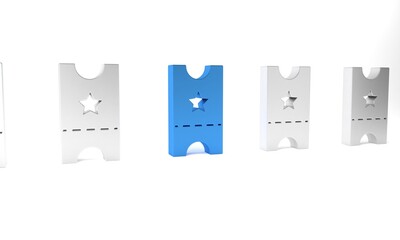 Blue Baseball ticket icon isolated on white background. Minimalism concept. 3D render illustration