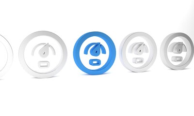 Blue Digital speed meter concept icon isolated on white background. Global network high speed connection data rate technology. Minimalism concept. 3D render illustration