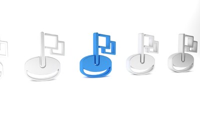 Blue Flag icon isolated on white background. Victory, winning and conquer adversity concept. Minimalism concept. 3D render illustration