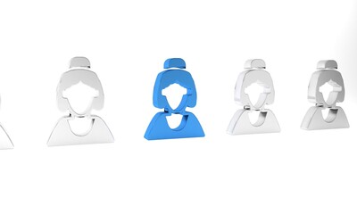 Blue Consultant seller of a jewelry store icon isolated on white background. Minimalism concept. 3D render illustration