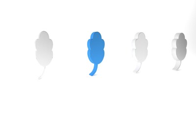 Blue Feather icon isolated on white background. Minimalism concept. 3D render illustration
