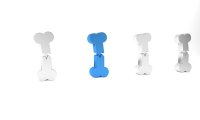 Blue Human broken bone icon isolated on white background. Minimalism concept. 3D render illustration