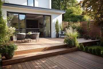Fototapeta premium Patio deck wood architecture.
