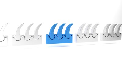 Blue Human hair follicle icon isolated on white background. Hair care treatment. Minimalism concept. 3D render illustration