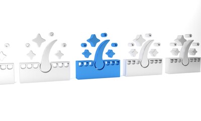 Blue Organic essential oil for hair care treatment icon isolated on white background. Hair growth oil. Minimalism concept. 3D render illustration