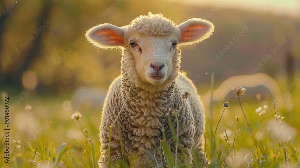 Wall mural image of a cute sheep