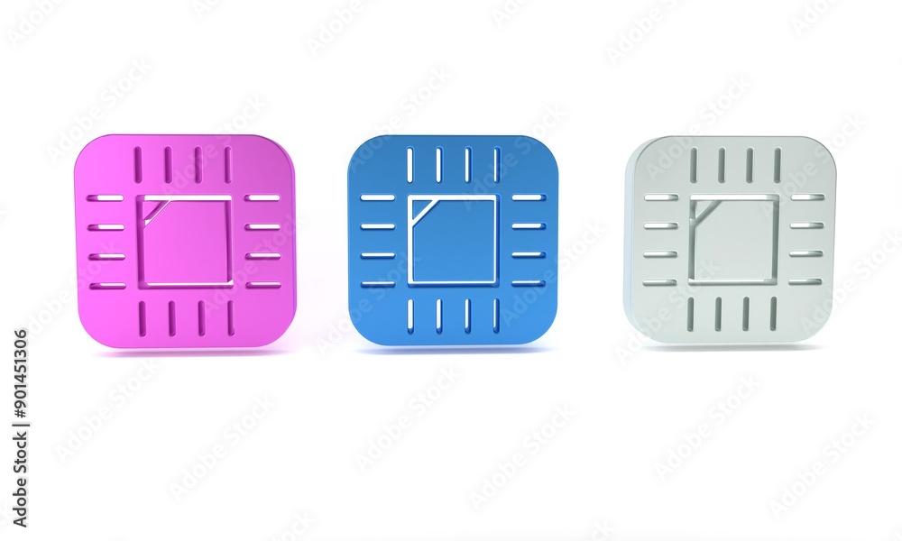 Aufkleber colorful computer processor with microcircuits cpu icon isolated on white background. chip or cpu wi