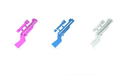 Colorful Sniper rifle with scope icon isolated on white background. Minimalism concept. 3D render illustration