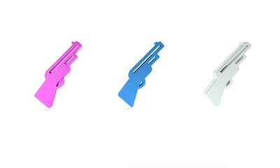 Colorful Hunting gun icon isolated on white background. Hunting shotgun. Minimalism concept. 3D render illustration