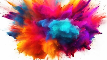 Vibrant Colorful Paint Splashes Erupting From a Centered Point During Creative Art Session