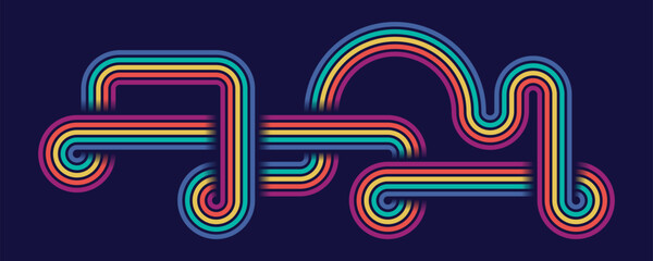 Abstract Vintage 70s Style Background. Retro Design With Stripes Vector Illustration