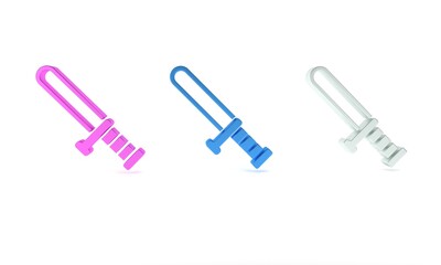 Colorful Police rubber baton icon isolated on white background. Rubber truncheon. Police Bat. Police equipment. Minimalism concept. 3D render illustration