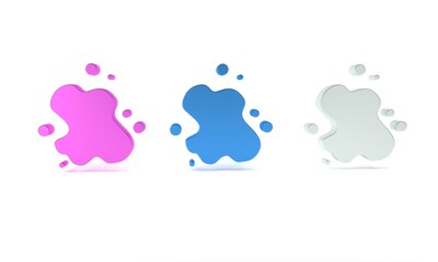 Colorful Water spill icon isolated on white background. Minimalism concept. 3D render illustration