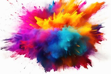 Vibrant Colorful Paint Splashes Erupting From a Centered Point During Creative Art Session
