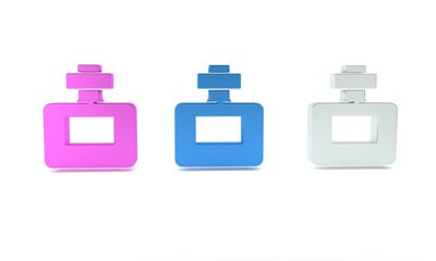 Colorful Perfume icon isolated on white background. Minimalism concept. 3D render illustration