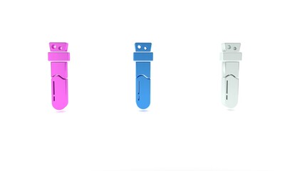 Colorful Bottle with potion icon isolated on white background. Flask with magic potion. Happy Halloween party. Minimalism concept. 3D render illustration