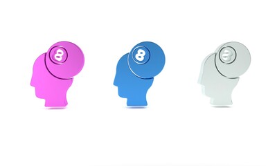 Colorful Billiard pool snooker ball with number 8 icon isolated on white background. Minimalism concept. 3D render illustration