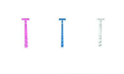 Colorful Billiard cue icon isolated on white background. Minimalism concept. 3D render illustration