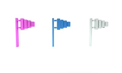 Colorful Golf flag icon isolated on white background. Golf equipment or accessory. Minimalism concept. 3D render illustration