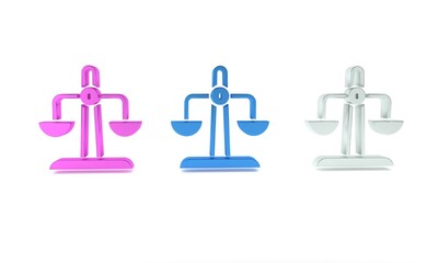 Colorful Libra zodiac sign icon isolated on white background. Astrological horoscope collection. Minimalism concept. 3D render illustration