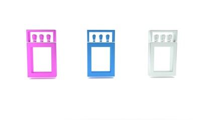 Colorful Open matchbox and matches icon isolated on white background. Minimalism concept. 3D render illustration