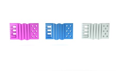 Colorful Musical instrument accordion icon isolated on white background. Classical bayan, harmonic. Minimalism concept. 3D render illustration