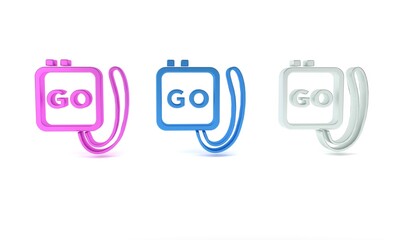 Colorful Stopwatch icon isolated on white background. Time timer sign. Chronometer sign. Minimalism concept. 3D render illustration