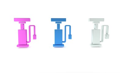 Colorful Bicycle air pump icon isolated on white background. Minimalism concept. 3D render illustration