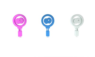 Colorful Fried eggs on frying pan icon isolated on white background. Fry or roast food symbol. Minimalism concept. 3D render illustration