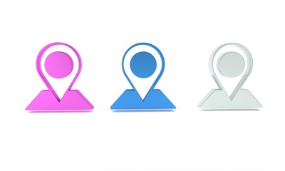 Colorful Location icon isolated on white background. World or Earth sign. Minimalism concept. 3D render illustration