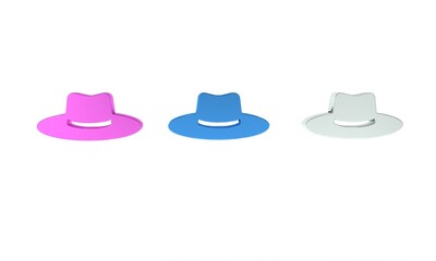Colorful Gardener, farmer or agricultural worker hat icon isolated on white background. Minimalism concept. 3D render illustration