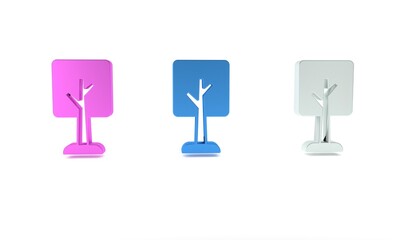 Colorful Tree icon isolated on white background. Forest symbol. Minimalism concept. 3D render illustration