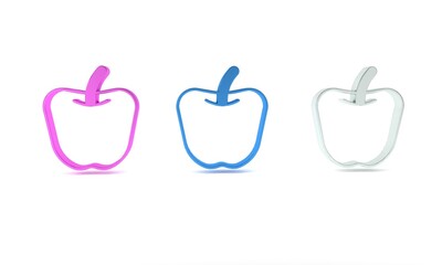 Colorful Apple icon isolated on white background. Excess weight. Healthy diet menu. Fitness diet apple. Minimalism concept. 3D render illustration