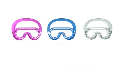 Colorful Eye sleep mask icon isolated on white background. Minimalism concept. 3D render illustration