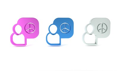 Colorful Peace talks icon isolated on white background. Minimalism concept. 3D render illustration
