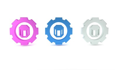 Colorful 3D printer setting icon isolated on white background. 3d printing. Minimalism concept. 3D render illustration