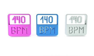 Colorful Bitrate icon isolated on white background. Music speed. Sound quality. Minimalism concept. 3D render illustration