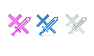 Colorful Crusade icon isolated on white background. Minimalism concept. 3D render illustration