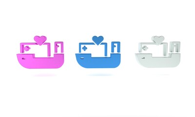 Colorful Humanitarian ship icon isolated on white background. Minimalism concept. 3D render illustration