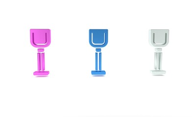 Colorful Shovel toy icon isolated on white background. Minimalism concept. 3D render illustration