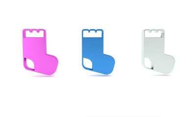 Colorful Baby socks clothes icon isolated on white background. Minimalism concept. 3D render illustration