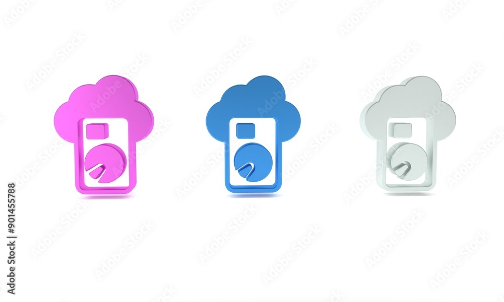 Poster colorful cloud database icon isolated on white background. cloud computing concept. digital service 