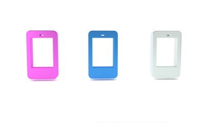 Colorful Smartphone, mobile phone icon isolated on white background. Minimalism concept. 3D render illustration