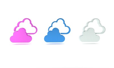 Colorful Cloudy weather icon isolated on white background. Minimalism concept. 3D render illustration