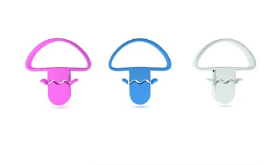 Colorful Mushroom icon isolated on white background. Minimalism concept. 3D render illustration