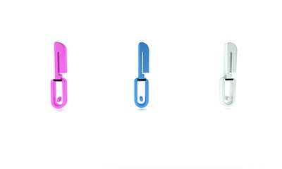 Colorful Knife icon isolated on white background. Cutlery symbol. Minimalism concept. 3D render illustration