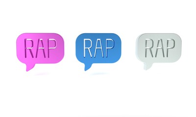 Colorful Rap music icon isolated on white background. Minimalism concept. 3D render illustration