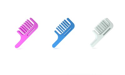 Colorful Hairbrush icon isolated on white background. Comb hair sign. Barber symbol. Minimalism concept. 3D render illustration