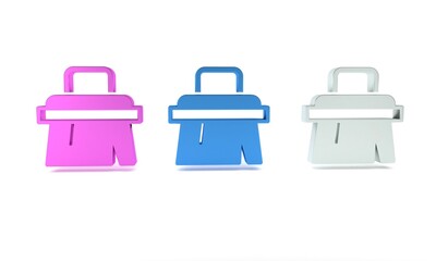 Colorful Sauna brush icon isolated on white background. Wooden brush with coarse bristles for washing in the bath. Anti cellulite massage. Minimalism concept. 3D render illustration